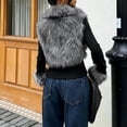 thumbnail image 4 of Sorvello Women's Faux Fur Collared Zip Up Jacket Fall Clothes Slim Fit Winter Coats Dark Gray L, 4 of 5