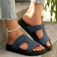 thumbnail image 4 of LOVZFMLL Women's Sandals Cut Out Slip On Open Toe Clogs Sandals Casual Summer Beach Vacation Comfort Walking Shoes Blue 5.5, 4 of 6