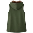 thumbnail image 3 of KICILVS Fleece Lined Vest for Women Warm Winter Casual Waistcoat Hooded Full Zip Sleeveless Jacket with Pockets, 3 of 8