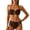 Brown, variant on Women's 2Pcs High Waist Bikini Set Black Halter Top with Gold Irregular Ring Accent High Waist Bottom Bathing Suit for Beach Pool,Light Blue,L