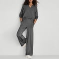 thumbnail image 4 of Women'S 2 Piece V Neck Lounge Set Matching Sweatsuits Lounge Sets For Women Airport Travel Outfits Comfy Athleisure Fall Winter Clothes Wide Leg Palazzo Pants, 4 of 9