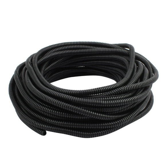 Unique Bargains Black Plastic 6.5mmx10mm Flexible Corrugated Conduit Pipe Hose Tube 16m Length