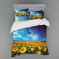 thumbnail image 2 of Ambesonne Floral Bedding Set 3 Pcs, Sunflower Garden Nature, Twin, Yellow and Blue, 2 of 3