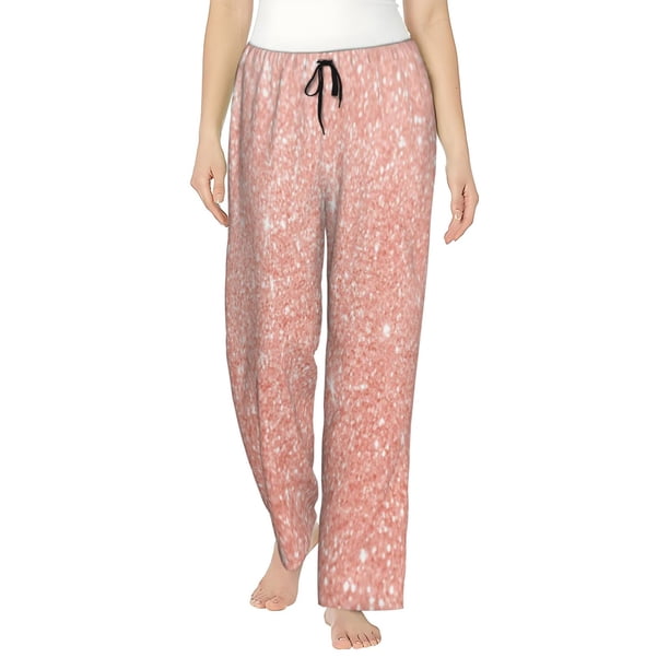 Fotbe Rose Gold Glitter Pantalones de Pijama para Mujer, Pantalones de Dormir, Pantalones Pj con Cordón y Bolsillos-XX-Large