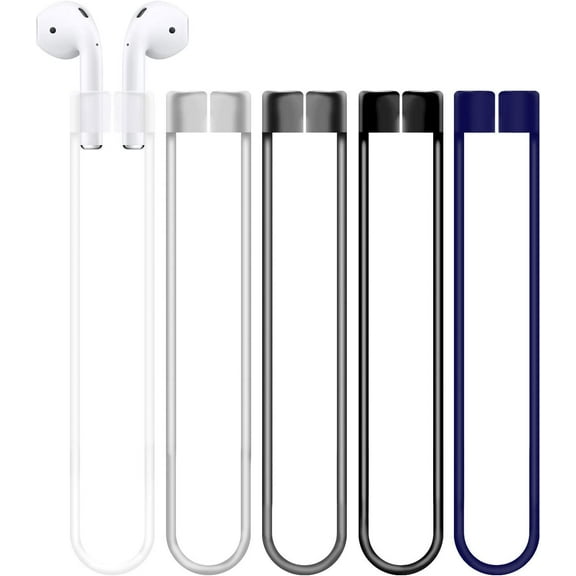Compatible for AirPods Anti-lost Straps Accessory - 5PCS Dark Gray Clear Blue Black Assorted Strings, Soft Sport Tether Lanyard, Running Silicone Wire Cable Connector, Silica Gel Neck Rope Cord