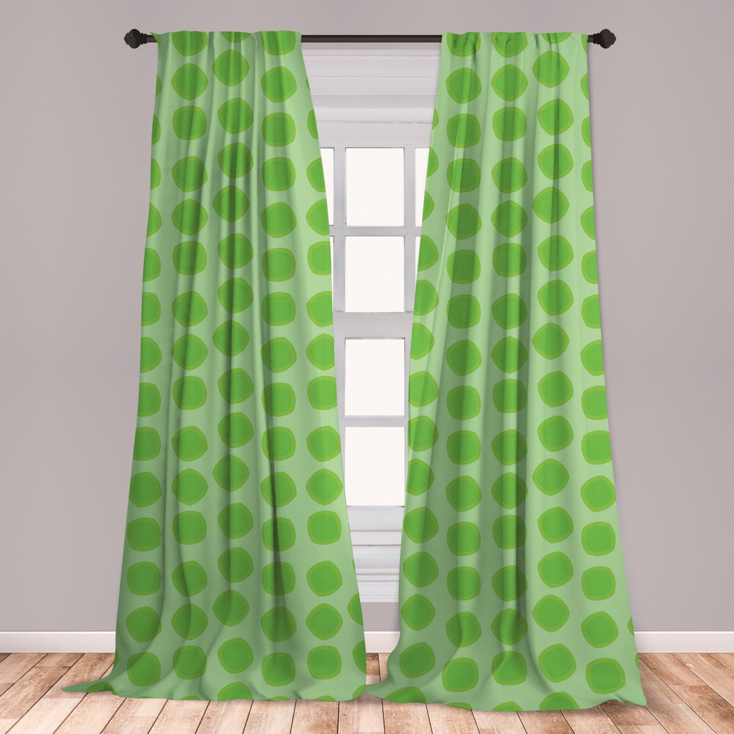 Lime Green Curtains 2 Panels Set, Simplistic Formless ...