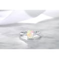 thumbnail image 5 of Gem Stone King 10K White Gold White Ethiopian Opal and White Created Sapphire Engagement Ring for Women (0.90 Cttw, Gemstone Birthstone, Available in Size 5, 6, 7, 8, 9), 5 of 6