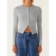 thumbnail image 5 of Blusas de Larga para Mujer, Cárdigan Ligero de Otoño, Camisetas para Salir, Blusas Acanaladas con Botones, Lindas y A Gris S, 5 of 10