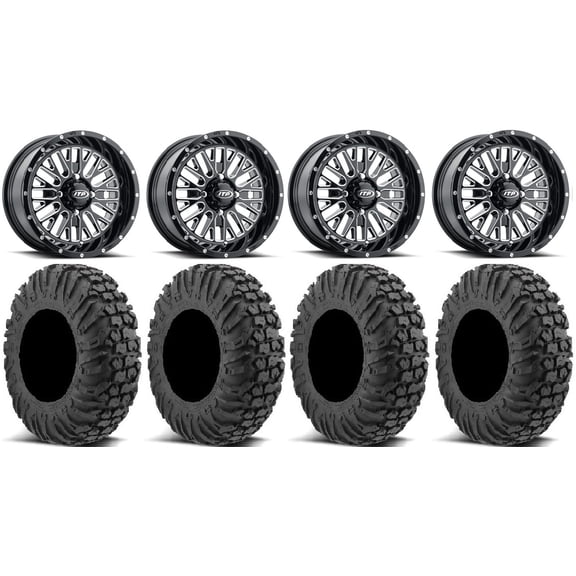 ITP Momentum 14" Wheels Milled 32" MotoVator Tires Kawasaki Mule Pro FXT