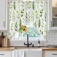 thumbnail image 6 of Sage Green Leaves Swag Valances for Windows, Kitchen Curtains 36 Inch Length 2 Panels Set, Summer Botanical Farmhouse Leaf Watercolor Short Curtains for Small Windows Rod Pocket Cafe Curtains 28"x36", 6 of 8