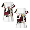 thumbnail image 5 of Salouo Vintage Buffalo Plaid Christmas Camper Print Short Sleeve Sleepshirt for Womens Comfy Nightgown Scoopneck Cute Nightdress Ruffle -X-Large, 5 of 7