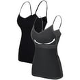 thumbnail image 1 of Camisole à Encolure en V pour Femme avec Soutien-Gorge Intégré, Bretelles Ajustables, Tricot de Coton, Lot de 2, 1 of 6