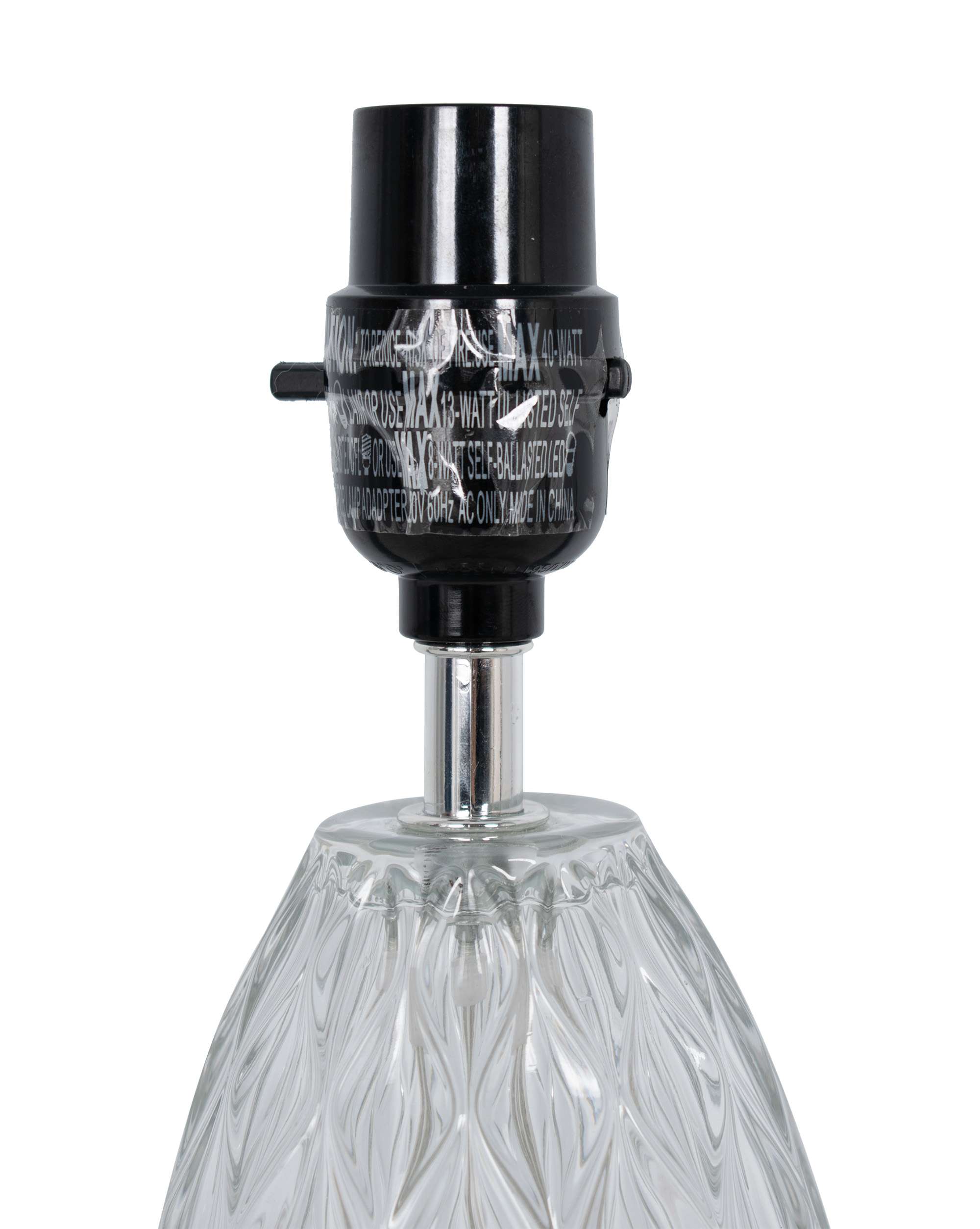 Mainstays Mini Clear Glass Table Lamp, White Shade, 12.75 in photo 4