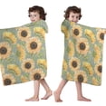 thumbnail image 4 of Green Sunflower Pattern Hooded Bath Towel，50"x30" for Ages 3 To 12 Kids, Quick Dry Lightweight Soft Microfiber Hood Beach Towel Cover Up for Kids, 4 of 7