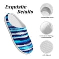 thumbnail image 5 of Lsque Ice Blue Stripes Pattern Womens Comfort Cotton on Scuff With Memory Foam and Anti-skid Sole Slipper-42/43, 5 of 7