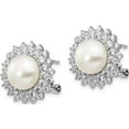 thumbnail image 2 of Sterling Silver Cheryl M Rh-P Cz Fwc Pearl Omega Back Earrings (18 X 18) Made In China qcm289, 2 of 5