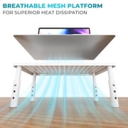BONTEC 2PCS Monitor Stand Riser with 3 Height Adjustable with Pen Holder, Cable Management and Mesh Platform for Laptop, Computer, Printer (White, 2 Pack )