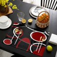 thumbnail image 3 of Black Red Placemats Set of 4, White Circle Geometric Abstract Texture Placemats for Dining Table, Place Mats for Kitchen Tabletop, Waterproof Wipeable Dining Table Mats Set, 3 of 9
