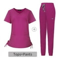thumbnail image 5 of Bata quirúrgica de hospital, ropa de lavado, clínica, herramientas profesionales, enfermera, estudiante, traje femenino fino con cuello en V, 5 of 5