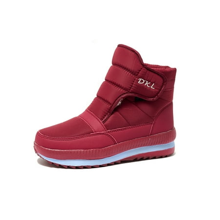 

Lacyhop Unisex Winter Shoes Plush Lining Snow Boots Non Slip Ankle Boot Work Breathable Booties Casual Platform Warm Shoe Women s Red 5.5