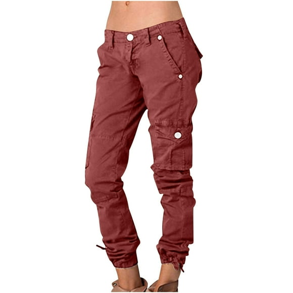 Yuyuzo Cargo Pants for Women High Waisted Straight Leg Streetwear Classic Cargos Trousers with Flap Pockets