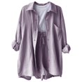 thumbnail image 5 of CHUOU Fashion Set Womens Shorts Set Long Sleeve Shirt Suit Shorts Two Piece Set Basic Shirt Top And Shorts Set, 5 of 5