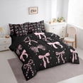 thumbnail image 2 of Erosebridal Teens Cute Pink Bow Twin Bedding Sets 7-Piece,Girls Kids Cartoon Stars Print Bow Knot Bedding Comforter Set,Black Reversible,Breathable Home Decor, 2 of 6