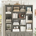 thumbnail image 5 of Hiphuta 75" Tall Modern Bookcases with 2 Double Door Cabinet, 47"Wide Wooden Storage Bookshelf for Living Room Home Office Entryway, Ash Gray, 5 of 7
