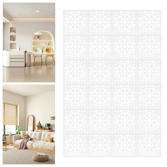 24 Pcs Modern Hanging Room Divider White Decorative Wall Screen Panels Hollow Out Design Screen Panels