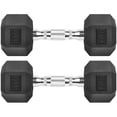 thumbnail image 1 of Mancuernas hexagonales de hierro fundido con revestimiento de goma, pesas libres hexagonales negras para ejercicios, 12 libras/par, 1 of 1