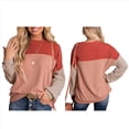 thumbnail image 2 of Camisetas Holgadas Informales de Punto con Cuello Redondo y Larga con Bloques de Color A para Mujer Rojo S, 2 of 6