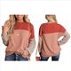 thumbnail image 2 of Camisetas Holgadas Informales de Punto con Cuello Redondo y Larga con Bloques de Color A para Mujer Rojo L, 2 of 6
