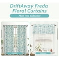 thumbnail image 6 of DriftAway Freda Jacobean Floral Linen Blend Blackout Thermal Insulated Energy Saving Privacy Window Curtain Valance Rod Pocket 2 Layers Single 18"L x 52"W plus 2" Header Vintage Blue, 6 of 7