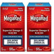 MegaRed Ultra Strength Krill Oil Omega 3 Supplement, 750mg Krill Oil – EPA & DHA & Antioxidant Astaxanthin for Heart Health, 80 Softgels, No Fish Oil Aftertaste (Pack of 2)