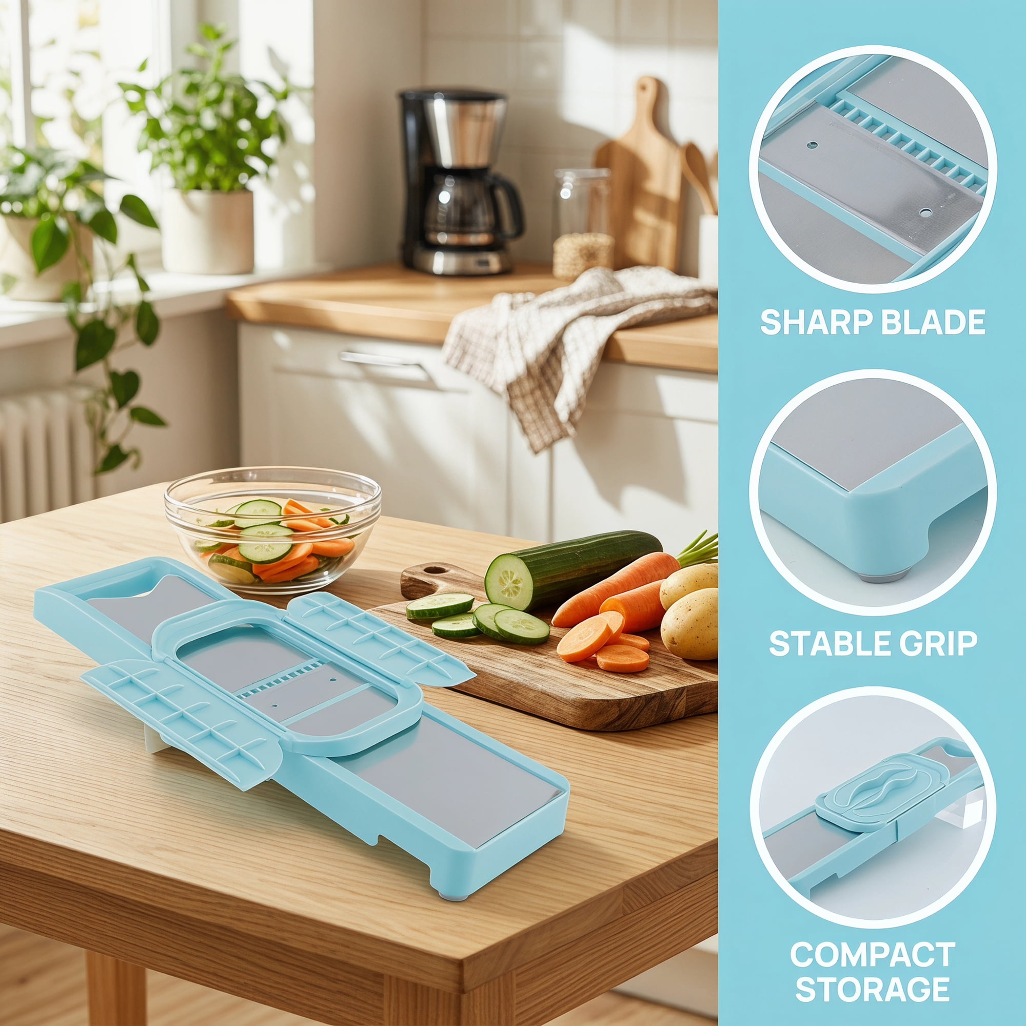 Unique Bargains Stainless Steel Mandoline Slicer with Safety Guard 2 in 1(B) 14.8"x3.9"