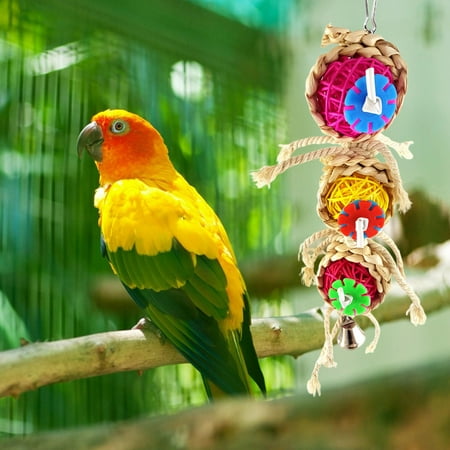 Pet Bird Toys Rattan Hanging Toys Multicolored Parrot Toys for Lovebird Budgies