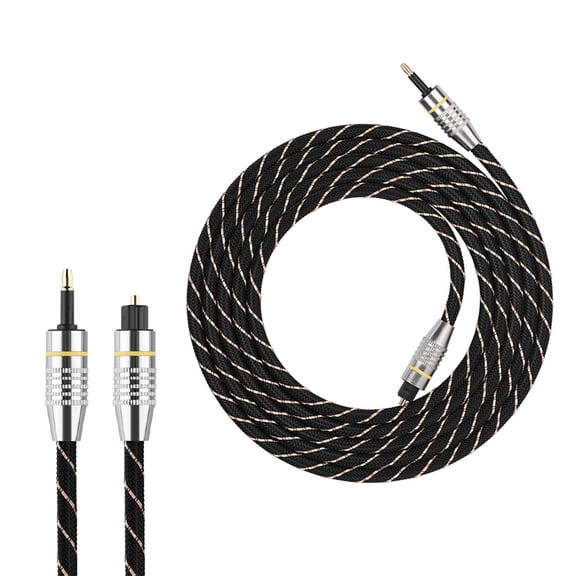 M Buder Advanced Toslink to Mini Plug 3.5mm Optical Fiber Digital Sound Cable, Gold Plated SPDIF Connectors, Excellent HiFi Audio Setup, 6.56 ft / 2m Size