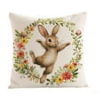 thumbnail image 2 of pathside Bunny Easter Pillow Covers 18x18 Easter Pillow Cushion Cover Easter Eggs Rabbits Printed Linen Peach Fleece Pillow Cover for Home Farmhous, 2 of 7