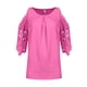 thumbnail image 4 of Blusa informal de manga corta con encaje liso y cuello redondo para mujer Pompotops  hfajkhk125892, 4 of 5