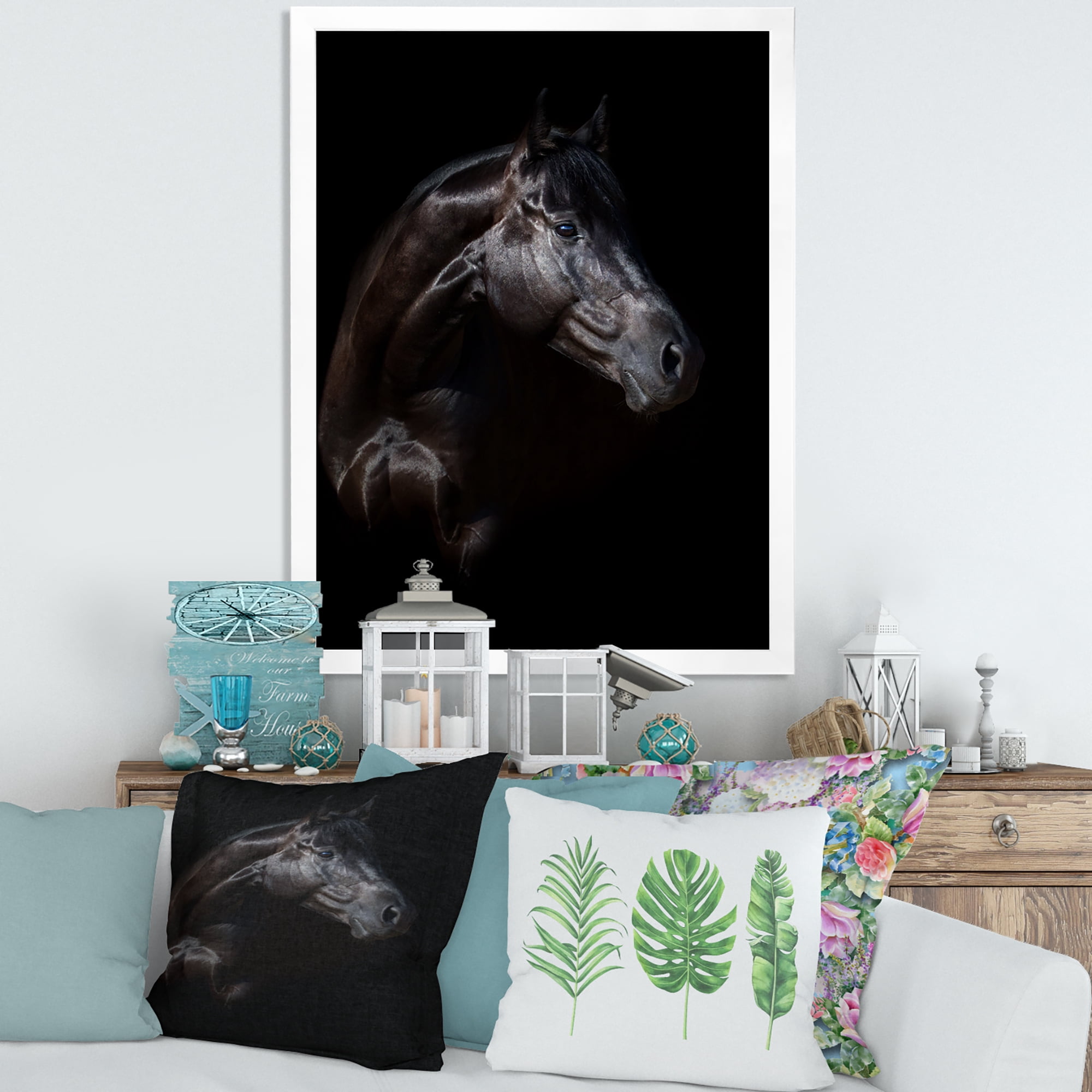 Designart 'Silhouette Of Horse and Woman' Farmhouse Framed Art Print