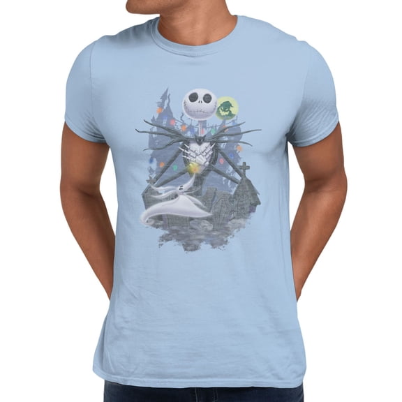 Disney The Nightmare Before Christmas Halloween Vibes Men's T Shirt (Light Blue, S-XXXL)