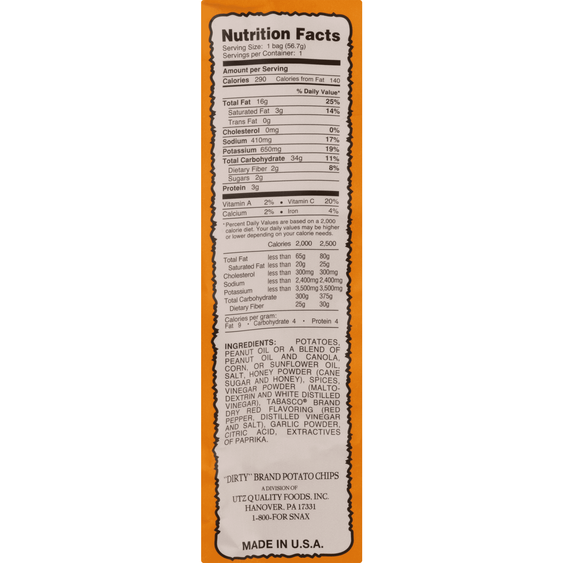 Dirty Kettle Style Sriracha & Honey Potato Chips, 2 oz. - Pack of 25