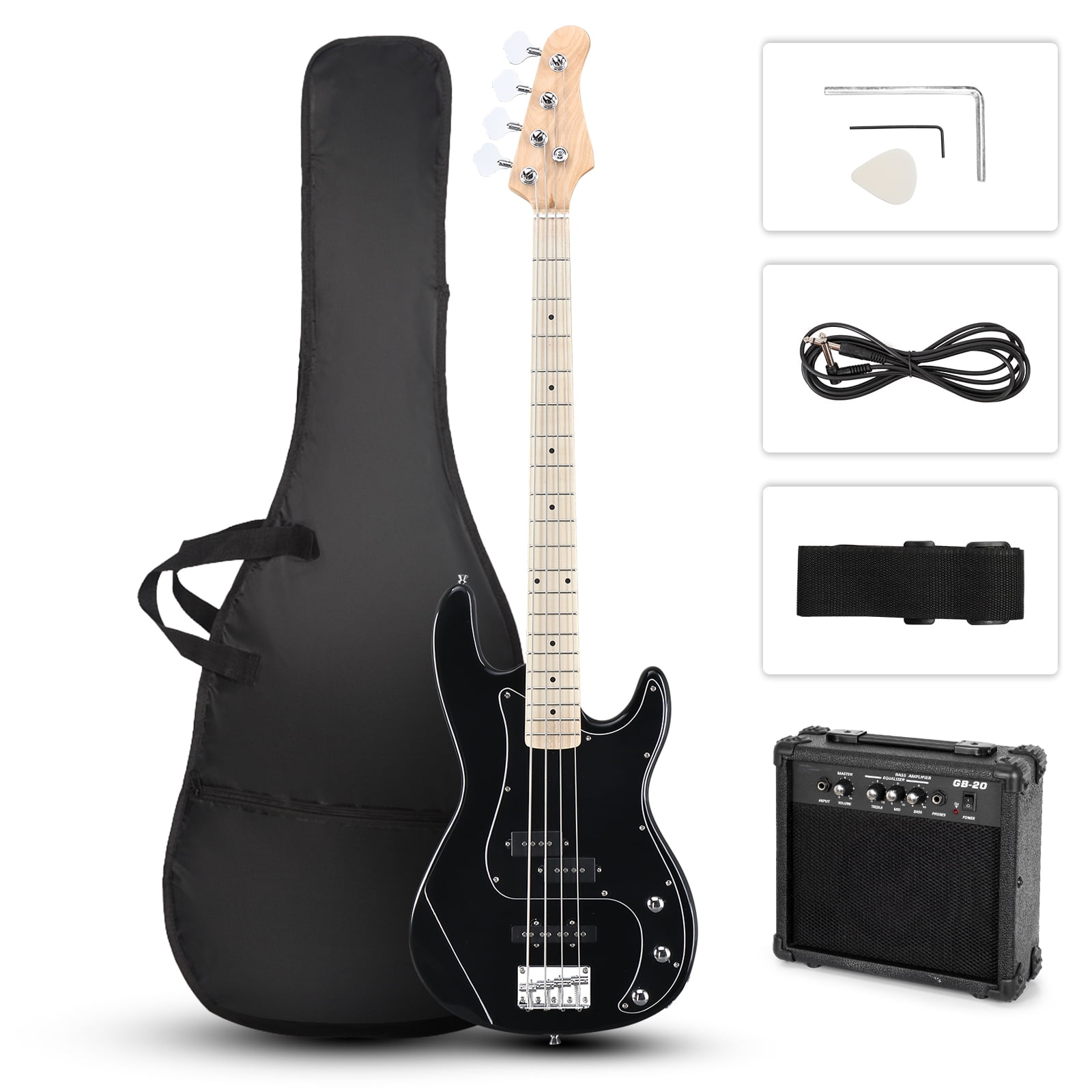Ktaxon 36in Electric Bass Guitar with 2*10W AMP, SS Pickups, Bag