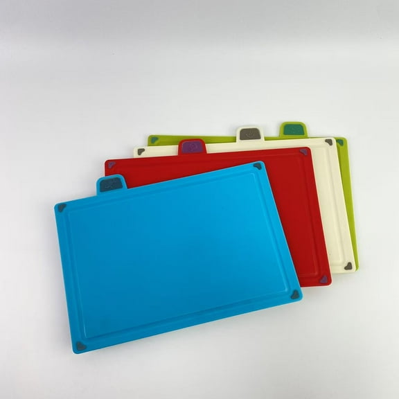 KEXGUSS Chopping boards for kitchen use,Plastic Cutting Board Set with Storage Stand Non Slip for Various Food Types