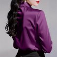 thumbnail image 5 of Stichou Women's 2026 Long Sleeve Satin Blouse,Mock Neck Work Silk Shirts,Dressy Tops for Business Casual Office Purple S, 5 of 6