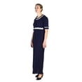 thumbnail image 3 of Sakkas Isabis Womens Casual Long Lace Modest Dress with Short Sleeves Stretchy - Navy - X-Large, 3 of 5