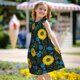 thumbnail image 5 of Balery Sunflowers And Blue Flower Camisón de princesa para niñas, pijama de algodón con mangas abullonadas, suave y bonito.-Large, 5 of 6