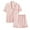 Pink, variant on ALLLIST Striped Pajamas Women Pink Short Sleeve Button Down Shirts And Pants Pjs 2PC Soft Ladies Sleepwear