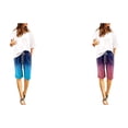 thumbnail image 1 of (2-Pack) Rinsvye Women Print Summer High Workout Shorts Women Waisted Prints Plus Size Pajamas for Women Shorts Set with Robe Shorts Lacing Beach Pants Womens Short Sleeve Tops Workout Pocket Five P, 1 of 4