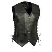 Leather King Women's 6 Pocket Side Lace Vest (S) - Small SH1292